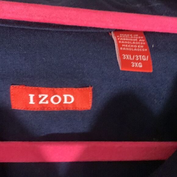 IZOD NWT navy blue flannel double pocket button down shirt Size 3X - Picture 3 of 6